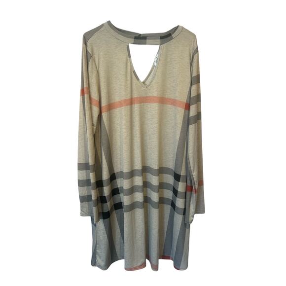 Perfectly Priscilla brown long sleeve don't mind plaid dress women's size 3xl - Picture 1 of 5